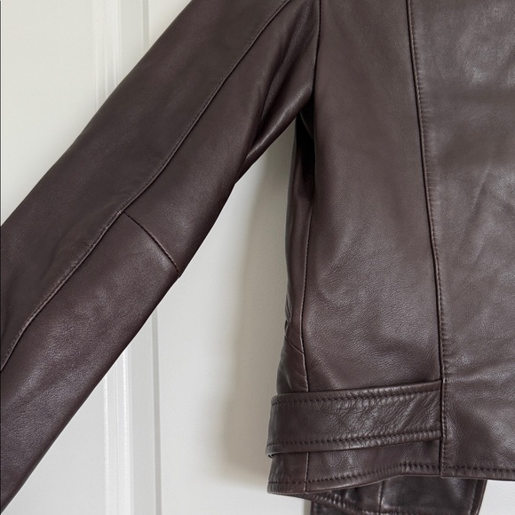 All Saints Dark Balfern Brown Leather Jacket - Picture 11 of 13